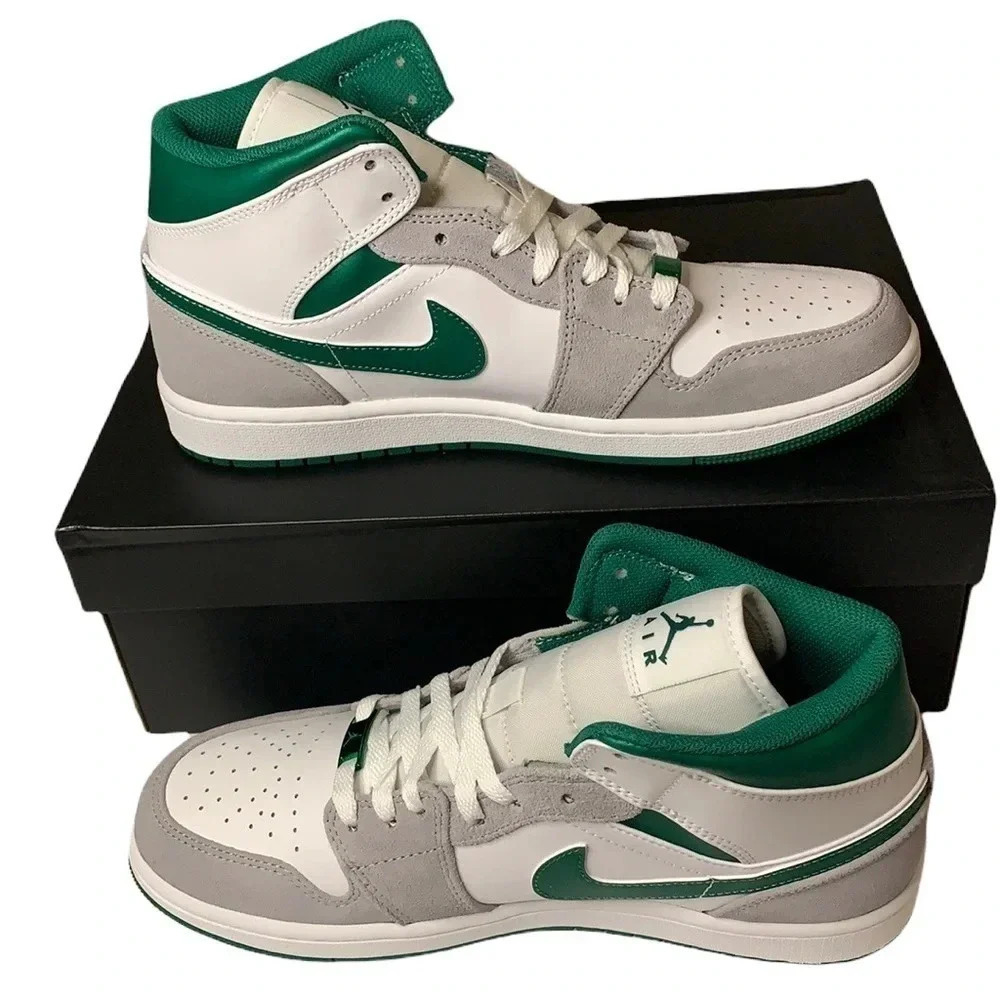 Air Jordan 1 Mid Sneakers PINE GREEN GREY
